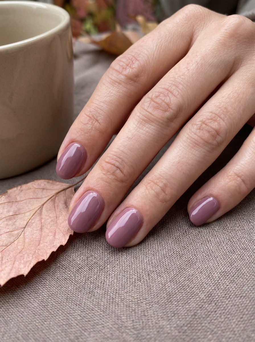 Short Mauve Nails auf kurzen gepflegten Nägeln im Herbst 2026
